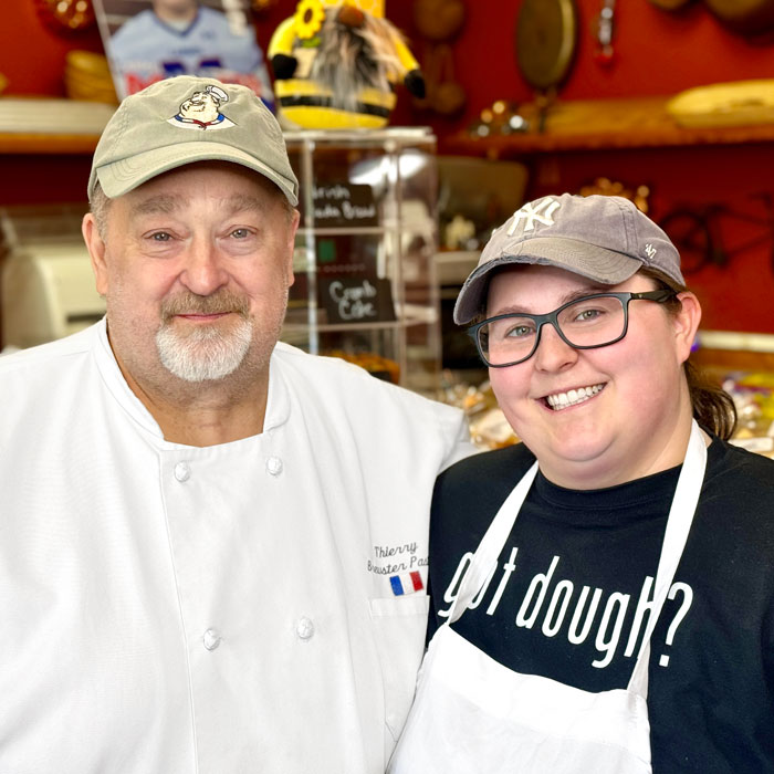 Learn about Master Baker and Head Chef Thierry Danvin and Chef Emma Danvin, owners and bakers at Brewster Pastry, family-owned bakery since 2007